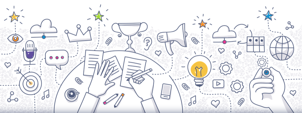 Youth entrepreneurship illustration with business and innovation icons